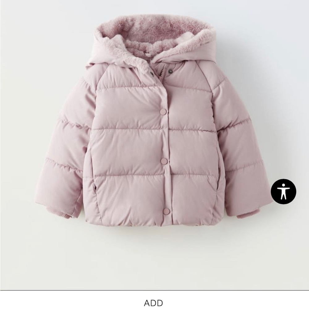 NWT Zara toddler girls pink puffer coat